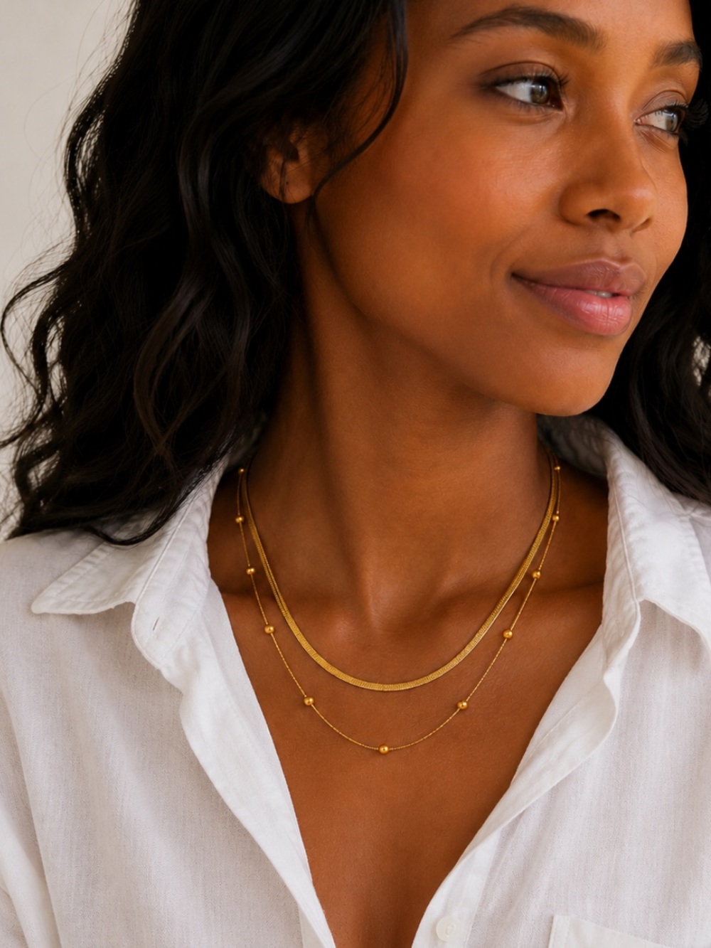 New! Preppy Classic 18K Gold Plated Necklace  Stack Set NWOT 5066a